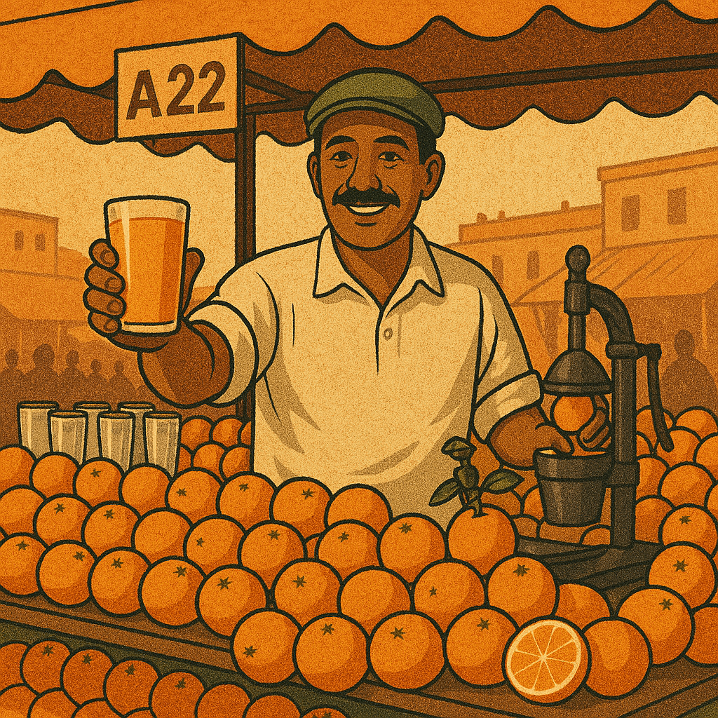 Les étals de jus d’orange frais