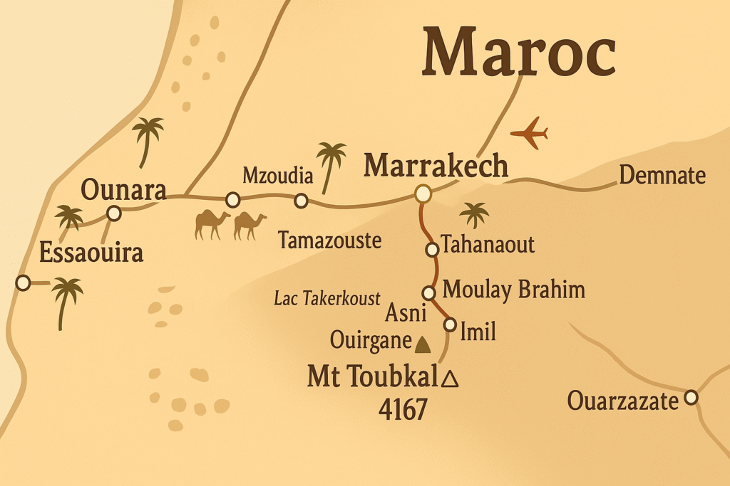 Ascension Toubkal Maroc : Guide Complet 2 carte Toubkal au maroc