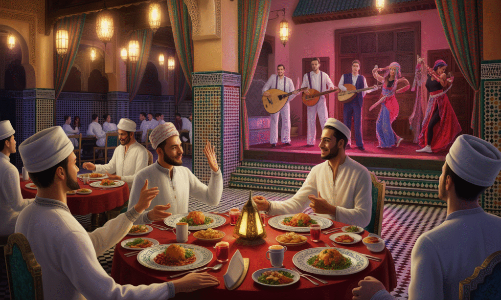 Diner spectacle à Marrakech : vivez une soirée inoubliable au cœur de l’animation marocaine 1 découvrez l’ambiance unique d’un dîner spectacle à marrakech : savourez une cuisine marocaine raffinée et profitez d’animations traditionnelles pour une soirée inoubliable au cœur de la ville ocre.