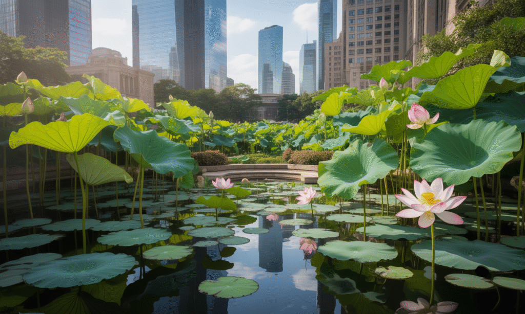 plongez dans l’univers apaisant des jardins du lotus : un havre de verdure unique en pleine ville, idéal pour s’évader, se détendre et profiter d’une atmosphère naturelle exceptionnelle.