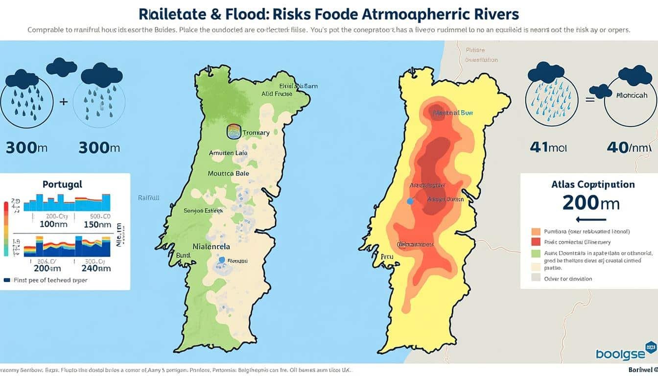 rivière atmosphérique : soyez vigilants face au risque élevé d'inondations majeures touchant le portugal et le maroc, avec des alertes météorologiques en cours.