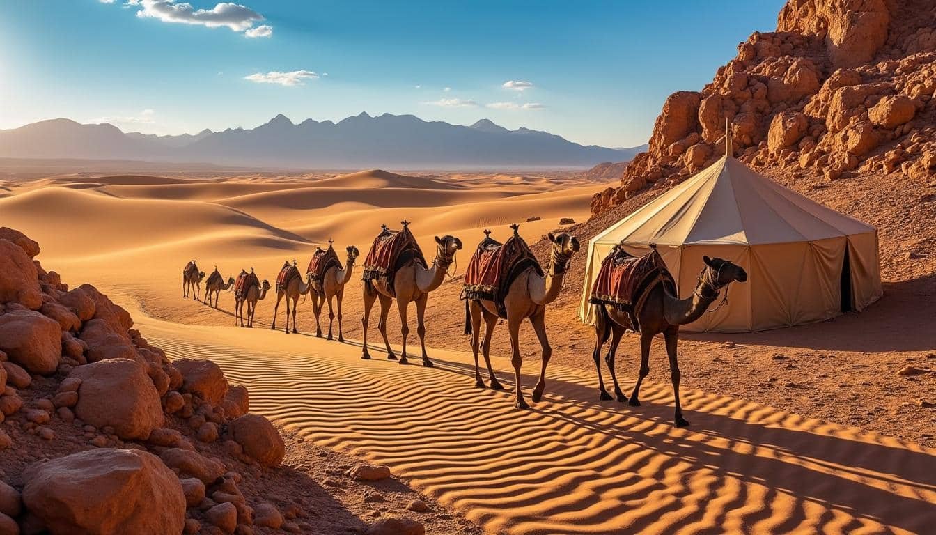 découvrez le désert d'agafay au maroc, une escapade unique à seulement quelques kilomètres de marrakech. vivez des moments inoubliables entre paysages arides, balades en dromadaire et couchers de soleil magiques.